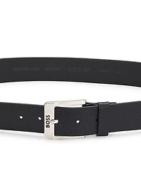 Italian-Leather Belt with Logo Buckle