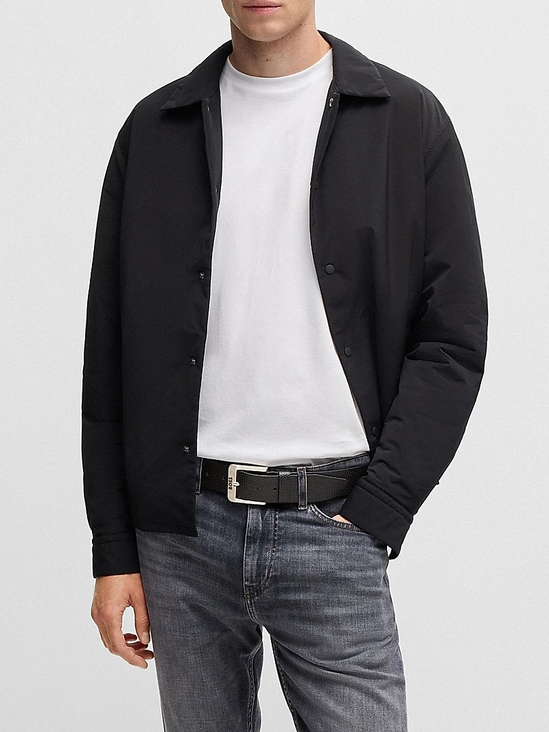 Italian-Leather Belt with Logo Buckle