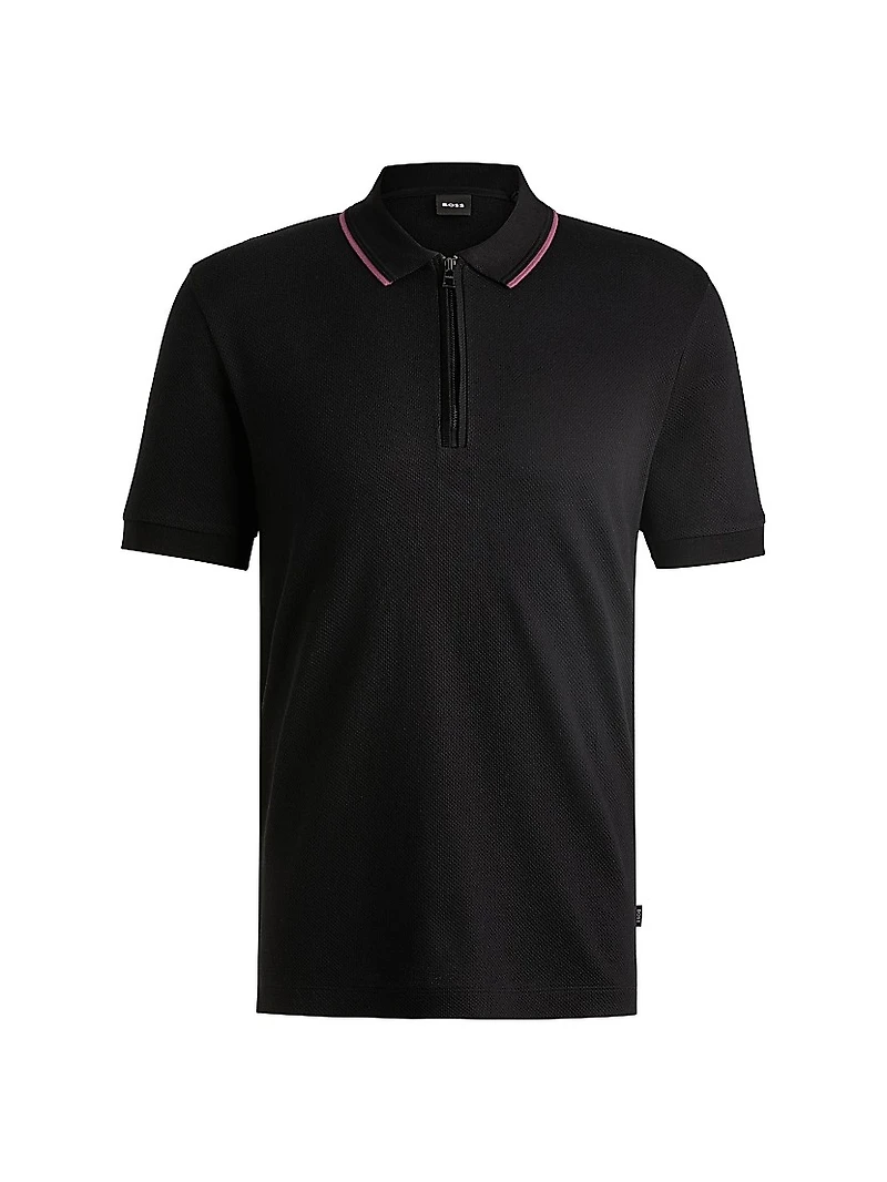 Structured-Cotton Polo Shirt with Zip Placket
