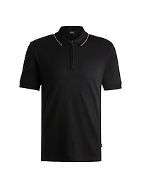 Structured-Cotton Polo Shirt with Zip Placket