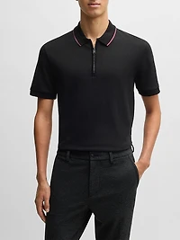 Structured-Cotton Polo Shirt with Zip Placket