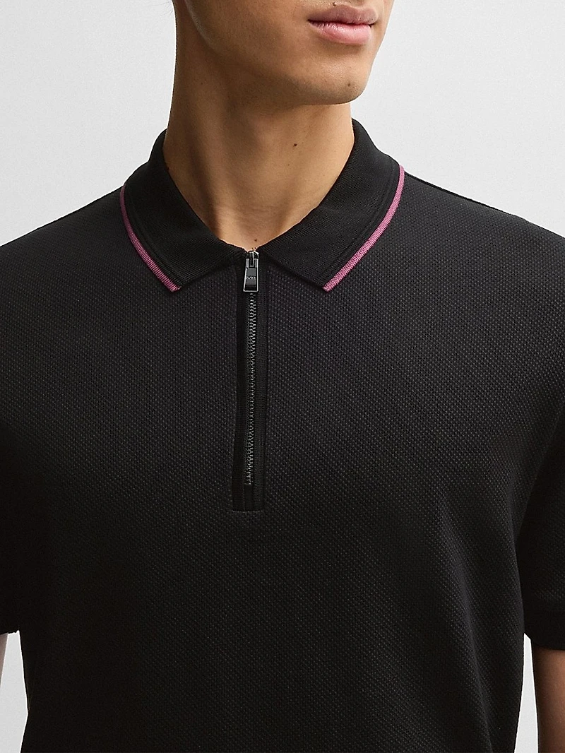 Structured-Cotton Polo Shirt with Zip Placket
