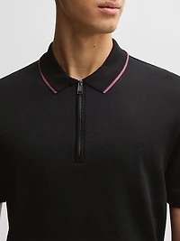 Structured-Cotton Polo Shirt with Zip Placket
