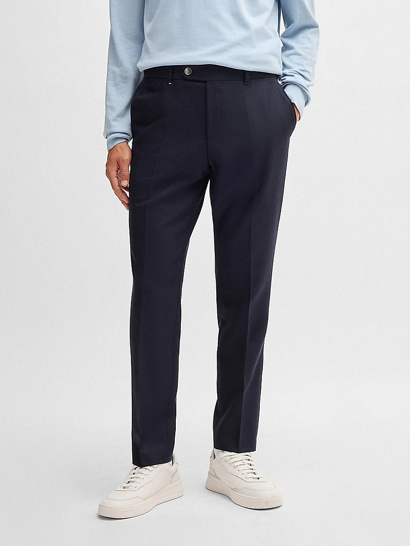 Slim-Fit Trousers Micro-Patterned Virgin Wool