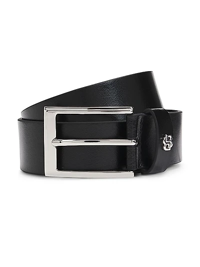 Italian-Leather Belt with Double B Monogram Keeper