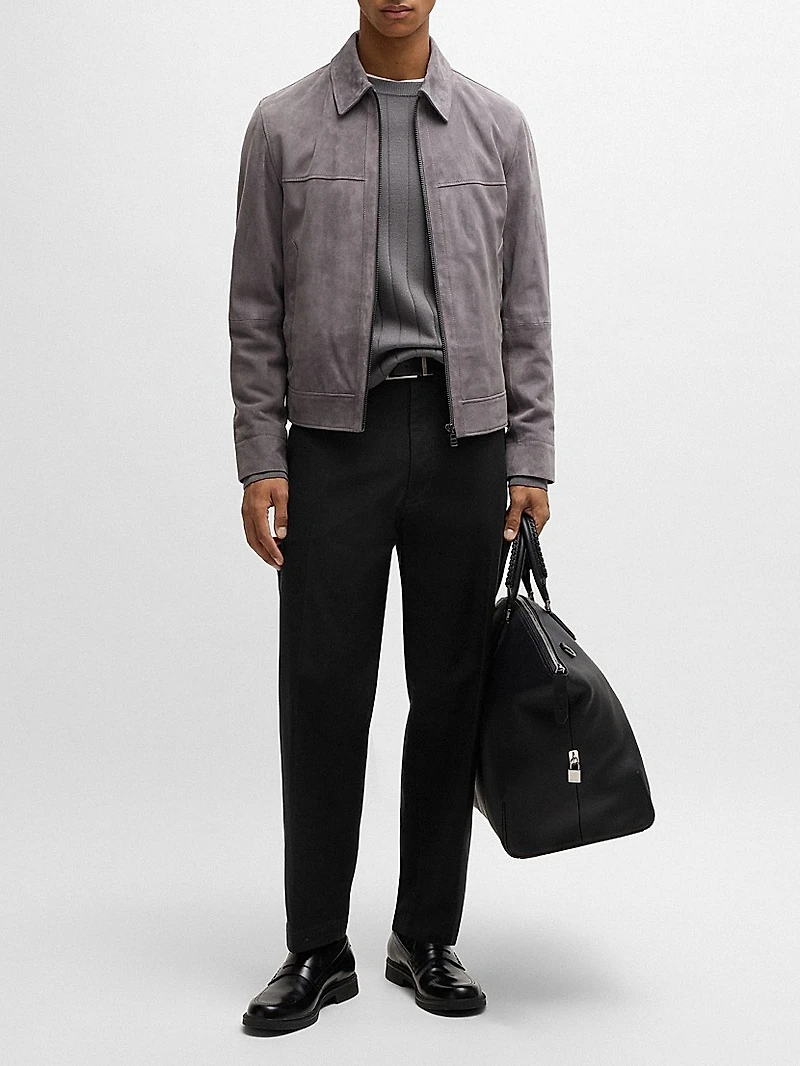 Straight-Fit Trousers Stretch-Cotton Dobby