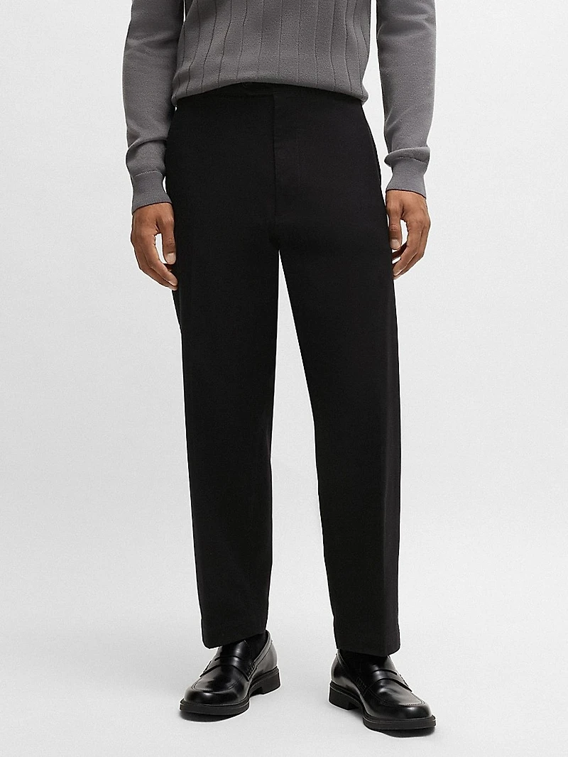 Straight-Fit Trousers Stretch-Cotton Dobby