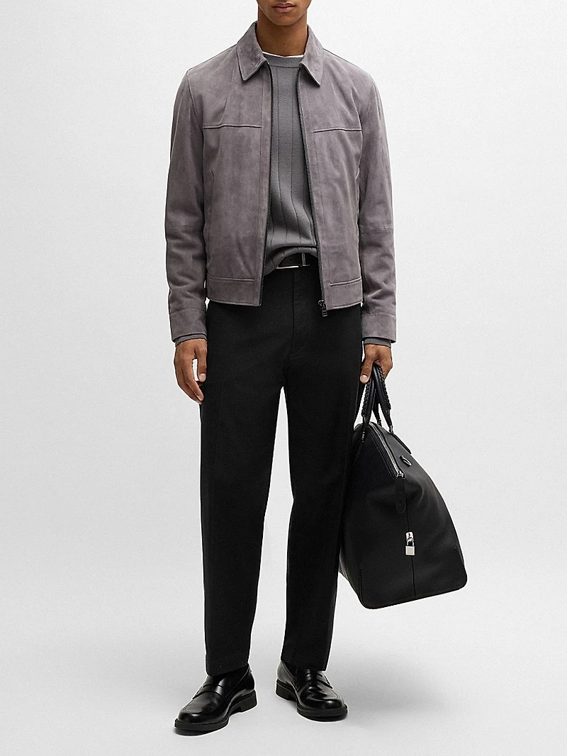 Straight-Fit Trousers Stretch-Cotton Dobby