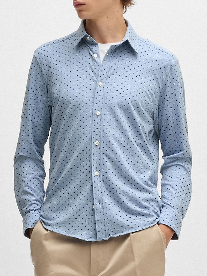 Slim-Fit Shirt Printed Stretch-Cotton Jersey