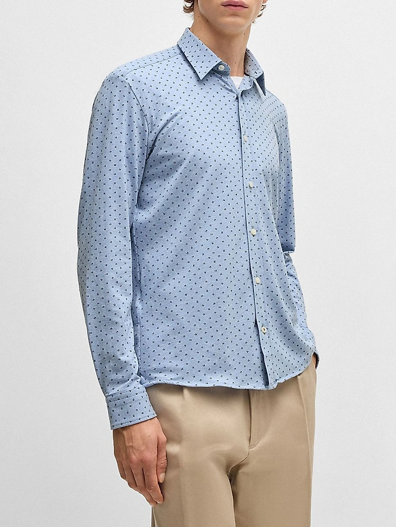 Slim-Fit Shirt Printed Stretch-Cotton Jersey
