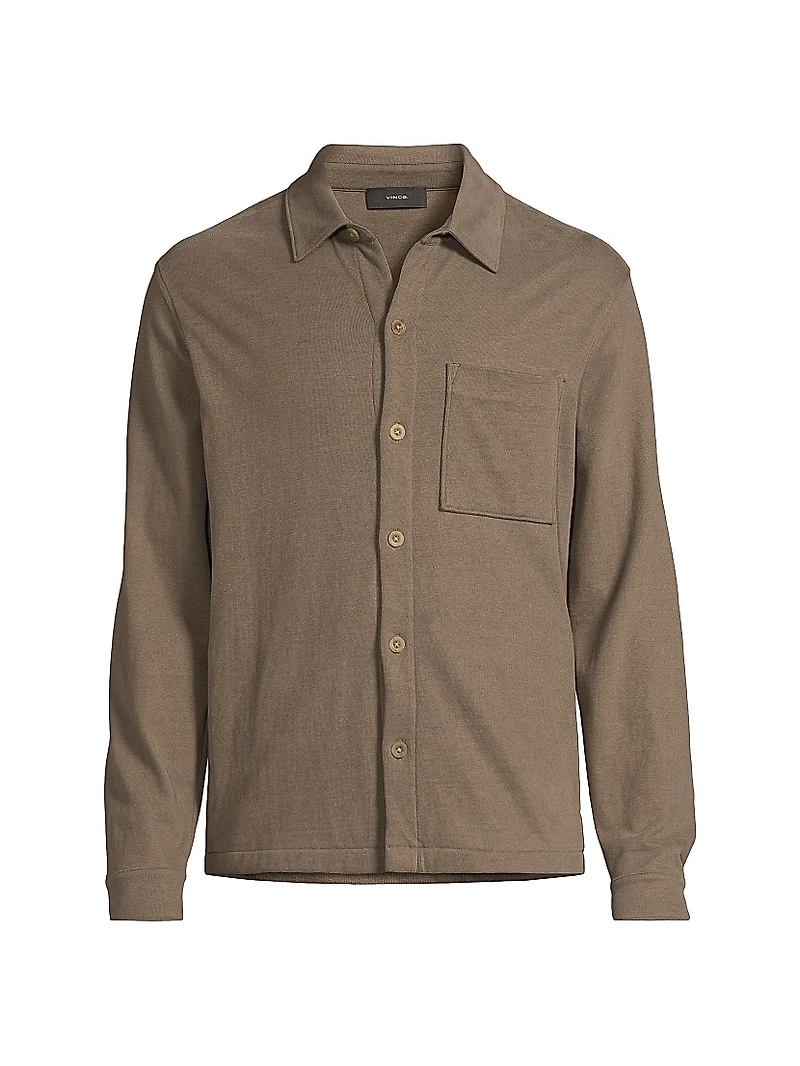 Cotton-Jersey Button-Front Shirt Jacket