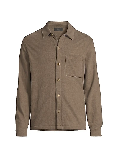 Cotton-Jersey Button-Front Shirt Jacket