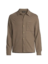 Cotton-Jersey Button-Front Shirt Jacket