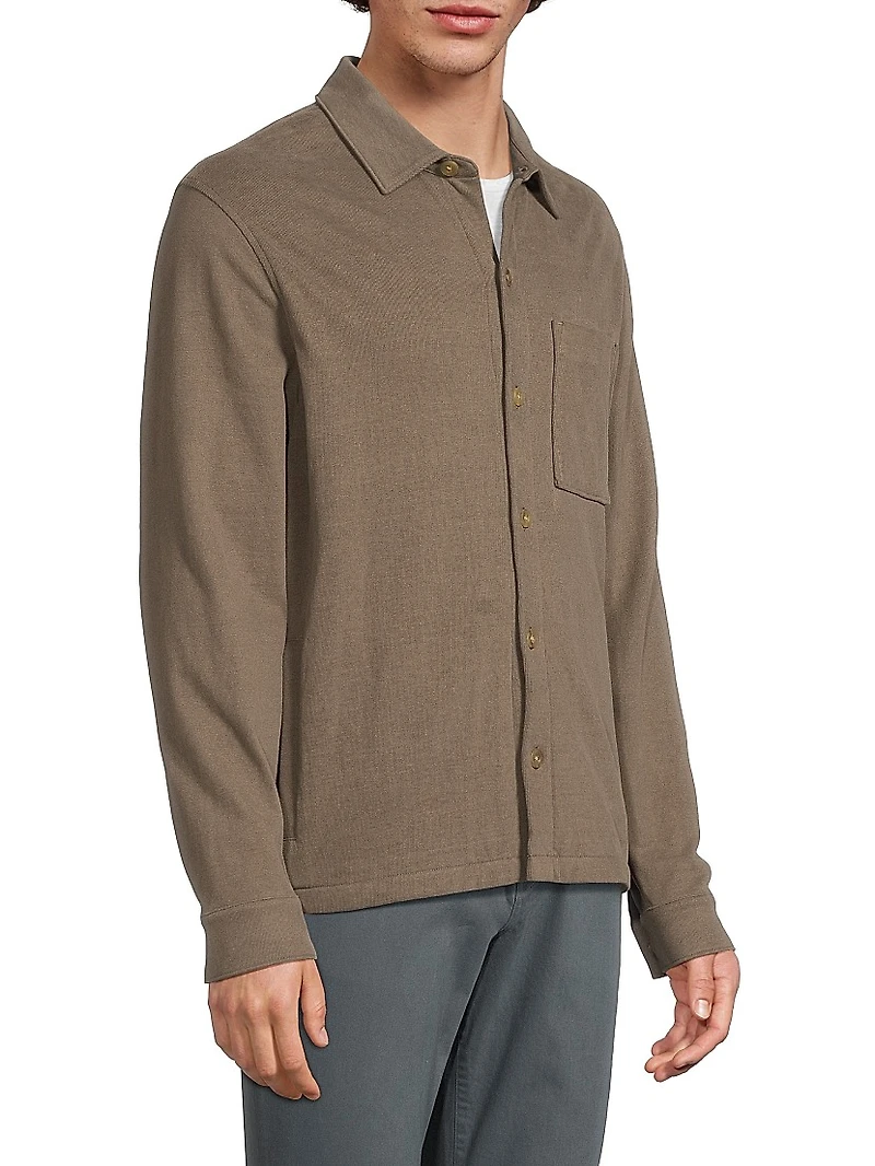 Cotton-Jersey Button-Front Shirt Jacket
