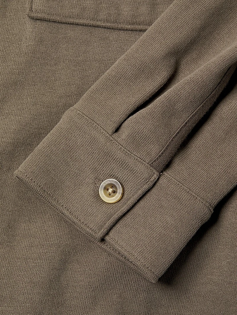 Cotton-Jersey Button-Front Shirt Jacket