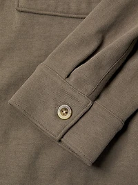 Cotton-Jersey Button-Front Shirt Jacket