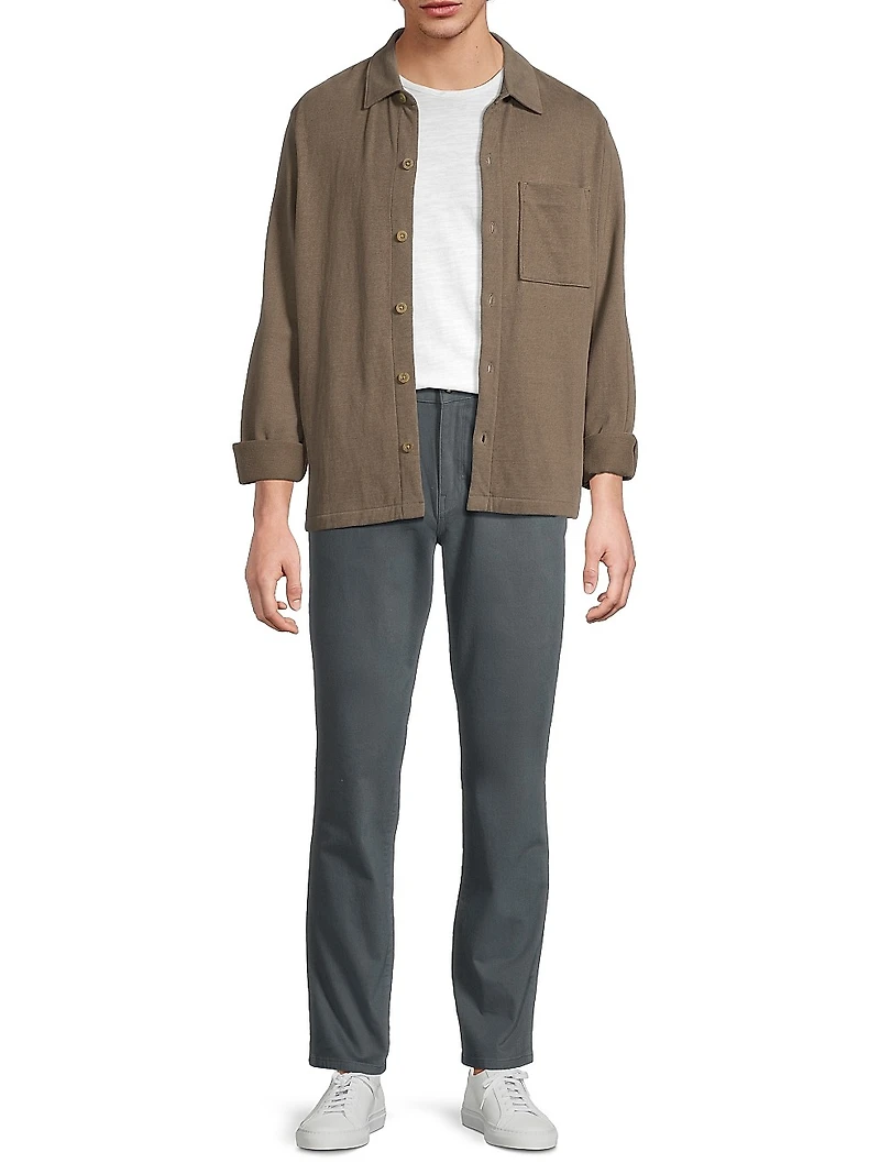Cotton-Jersey Button-Front Shirt Jacket