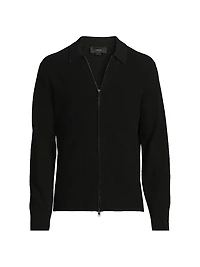 Ribbed Wool-Blend Zip-Up Shirt Jacket
