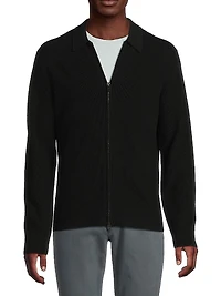 Ribbed Wool-Blend Zip-Up Shirt Jacket