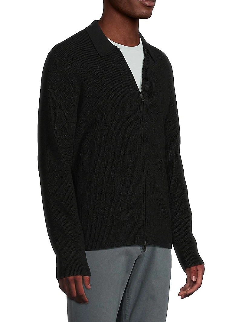 Ribbed Wool-Blend Zip-Up Shirt Jacket