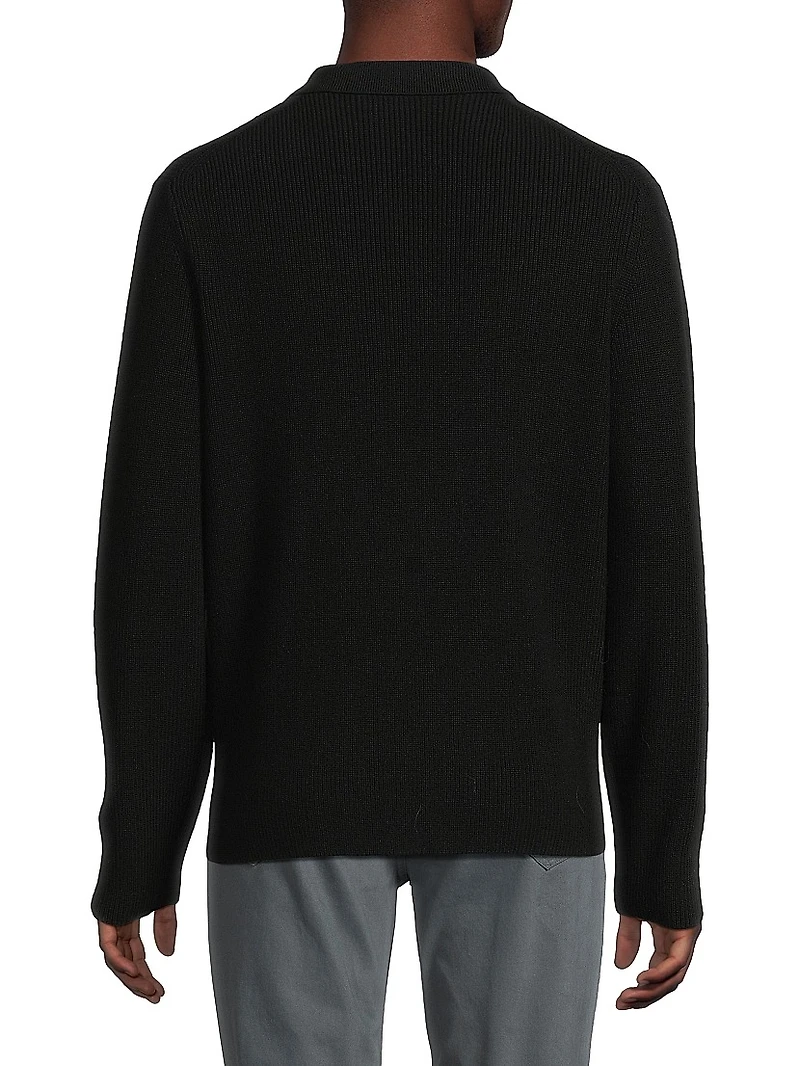 Ribbed Wool-Blend Zip-Up Shirt Jacket
