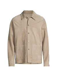 Suede Button-Front Shirt Jacket