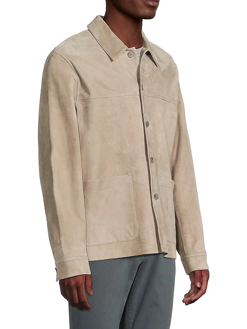 Suede Button-Front Shirt Jacket