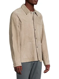 Suede Button-Front Shirt Jacket