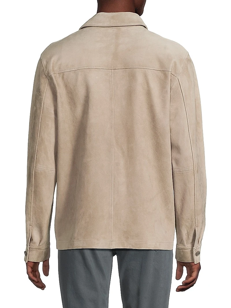 Suede Button-Front Shirt Jacket