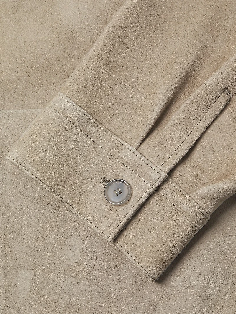 Suede Button-Front Shirt Jacket