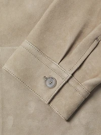 Suede Button-Front Shirt Jacket