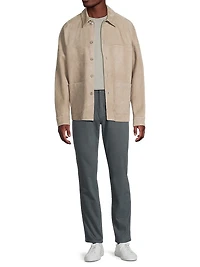 Suede Button-Front Shirt Jacket