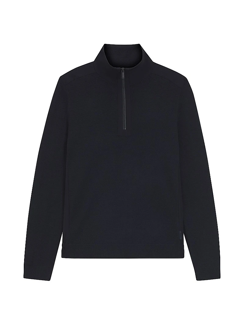 Zip-Neck Sweater with Softshell Trims