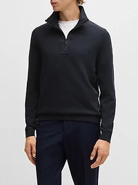 Zip-Neck Sweater with Softshell Trims