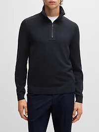 Zip-Neck Sweater with Softshell Trims