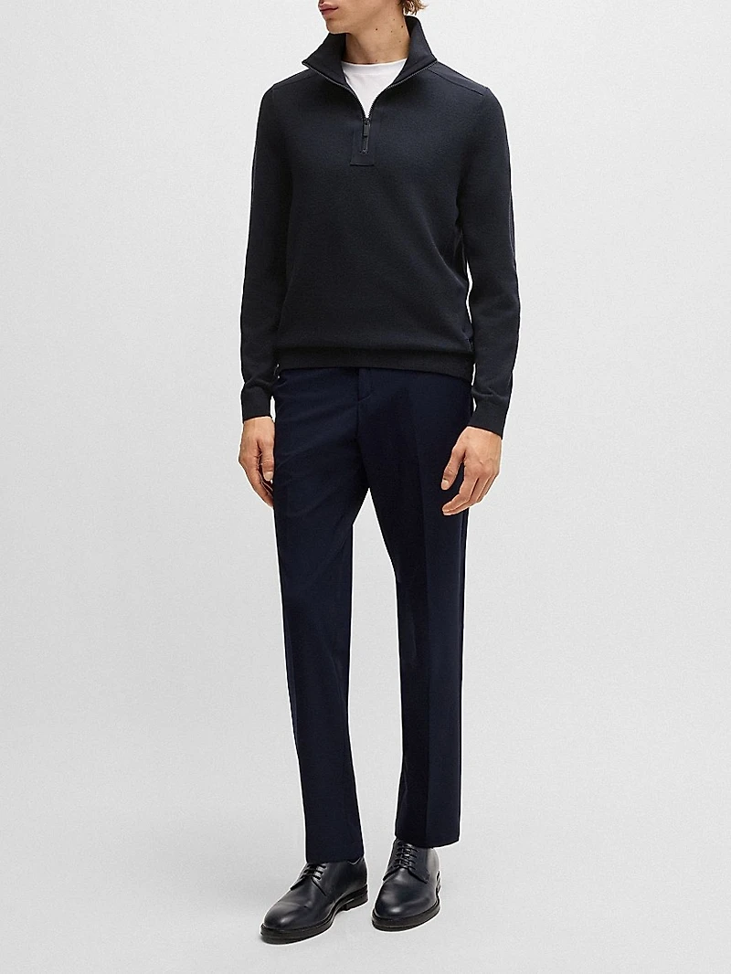 Zip-Neck Sweater with Softshell Trims