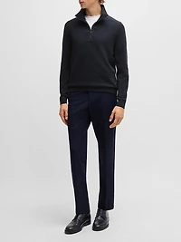 Zip-Neck Sweater with Softshell Trims