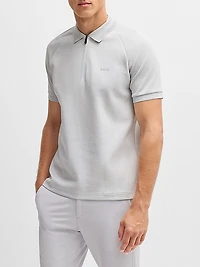 Polo Shirt in Drop-Needle Stretch Fabric