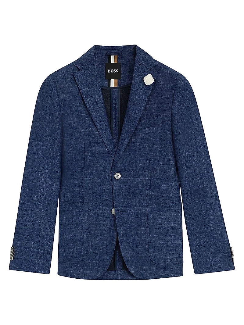 Slim-Fit Blazer Micro-Patterned Fabric