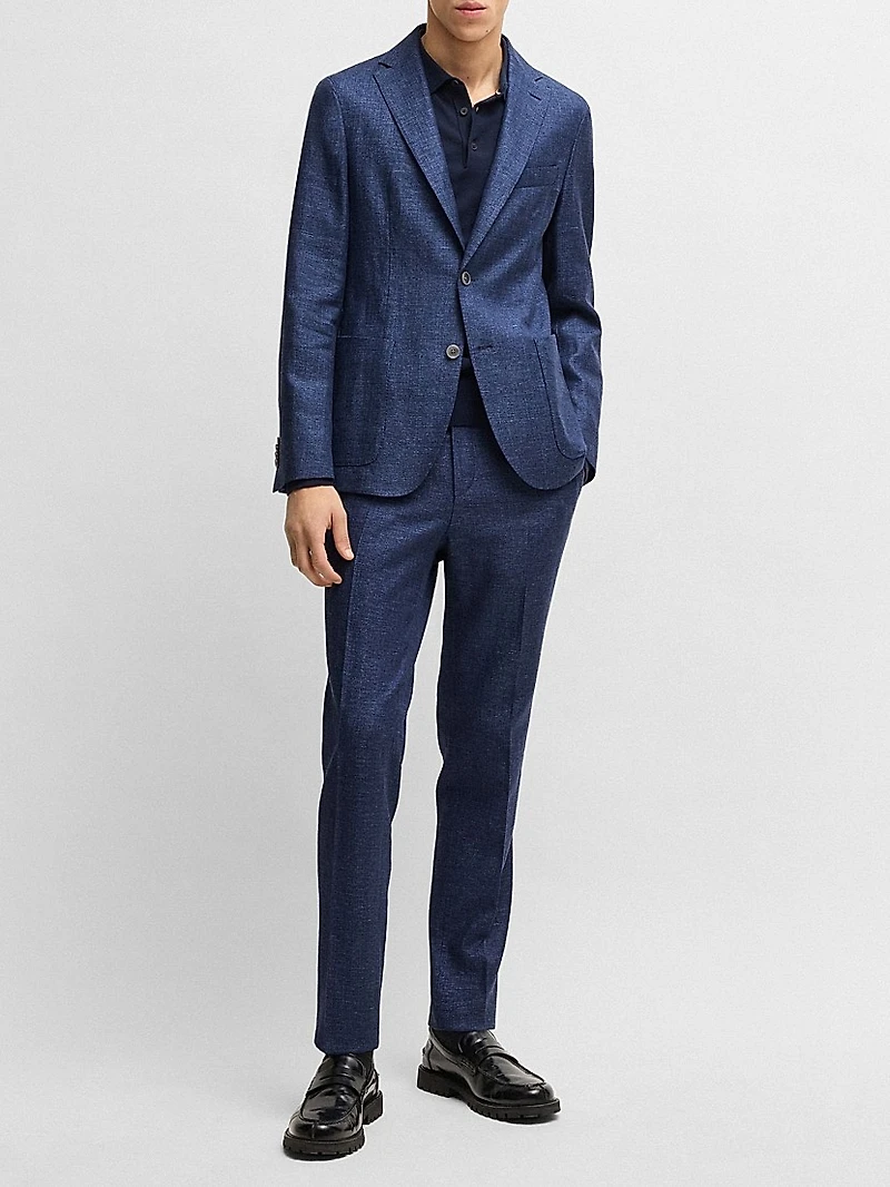 Slim-Fit Blazer Micro-Patterned Fabric