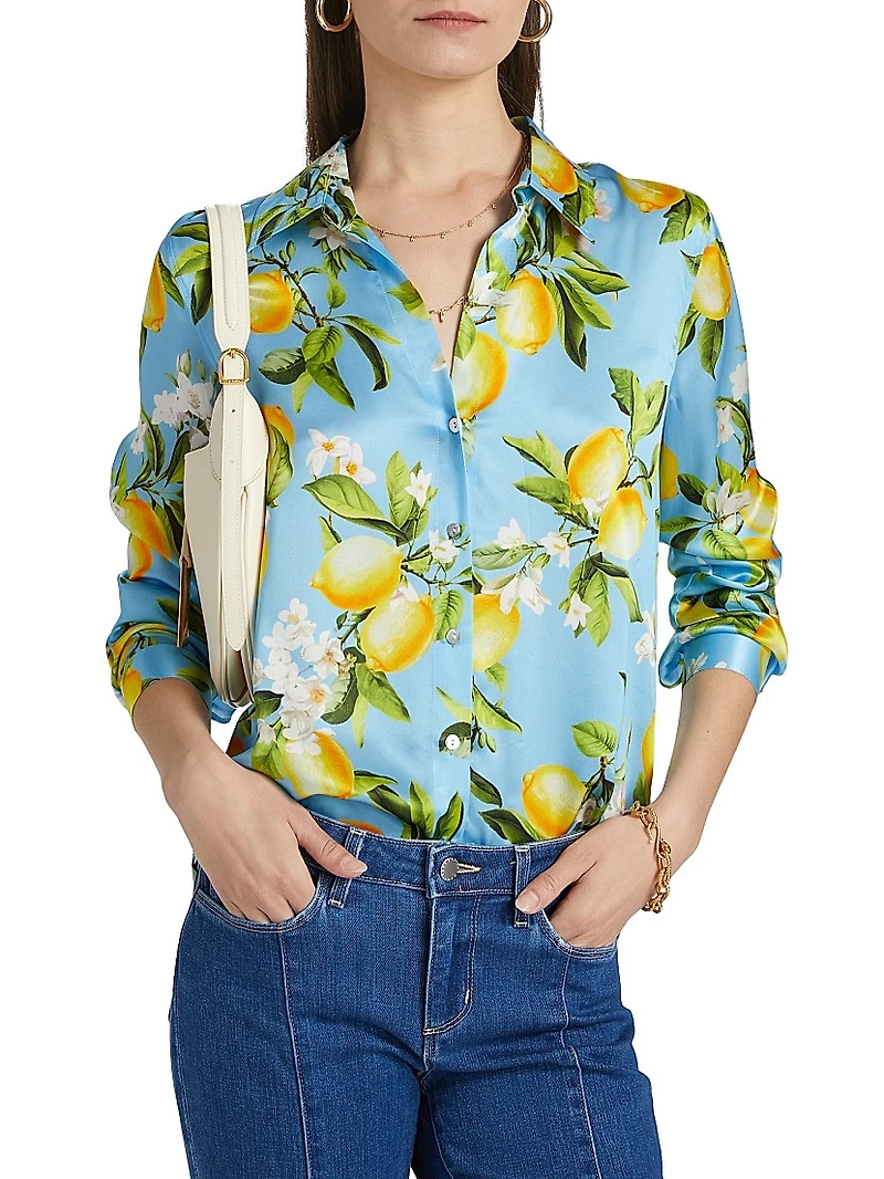 Tyler Lemon Print Silk Shirt
