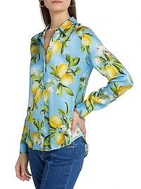 Tyler Lemon Print Silk Shirt