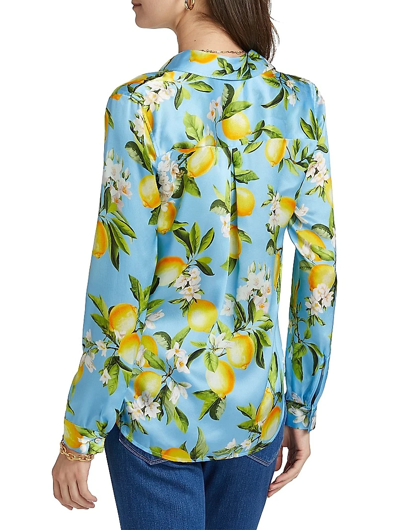 Tyler Lemon Print Silk Shirt