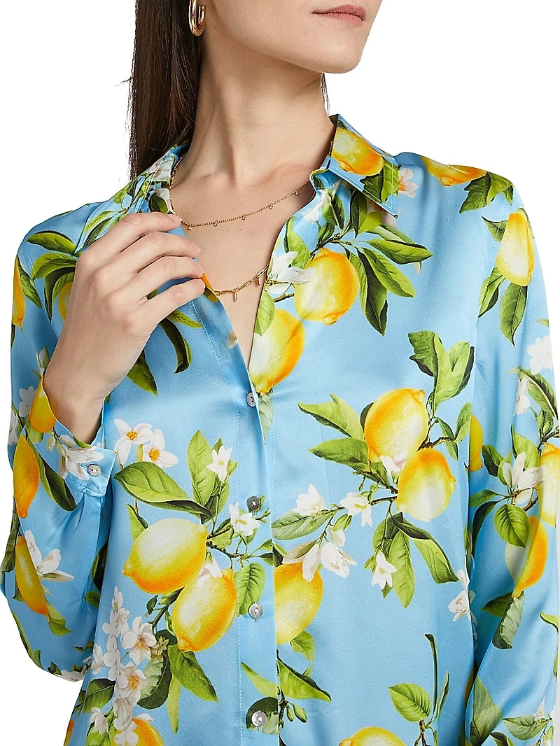 Tyler Lemon Print Silk Shirt