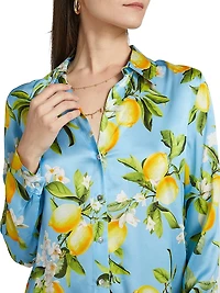 Tyler Lemon Print Silk Shirt