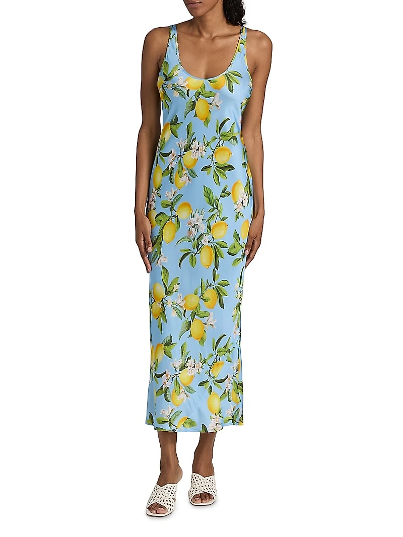 Akiya Lemon-Print Tank Midi-Dress