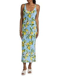Akiya Lemon-Print Tank Midi-Dress