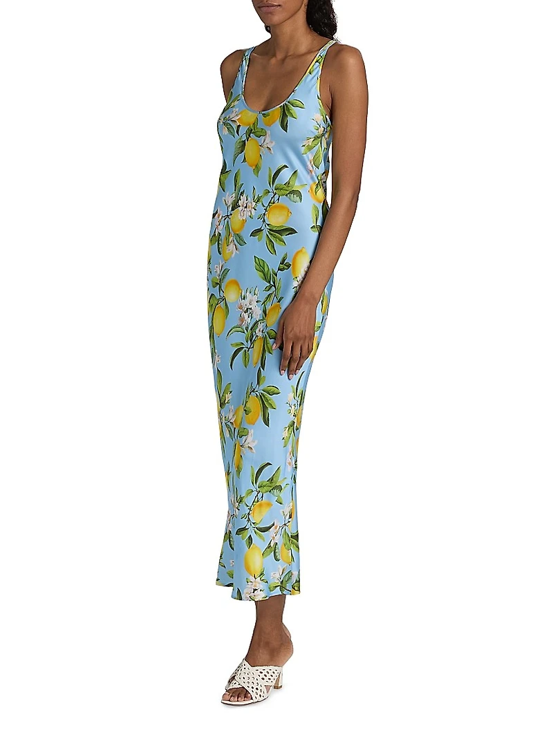 Akiya Lemon-Print Tank Midi-Dress