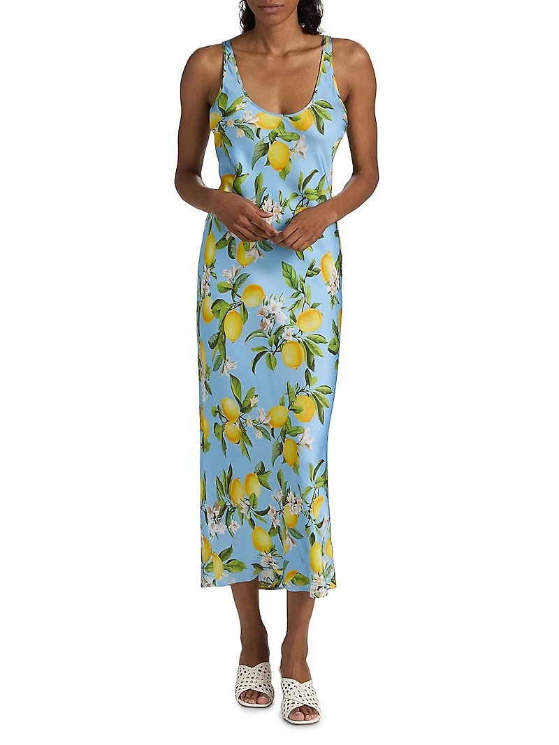 Akiya Lemon-Print Tank Midi-Dress