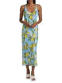 Akiya Lemon-Print Tank Midi-Dress